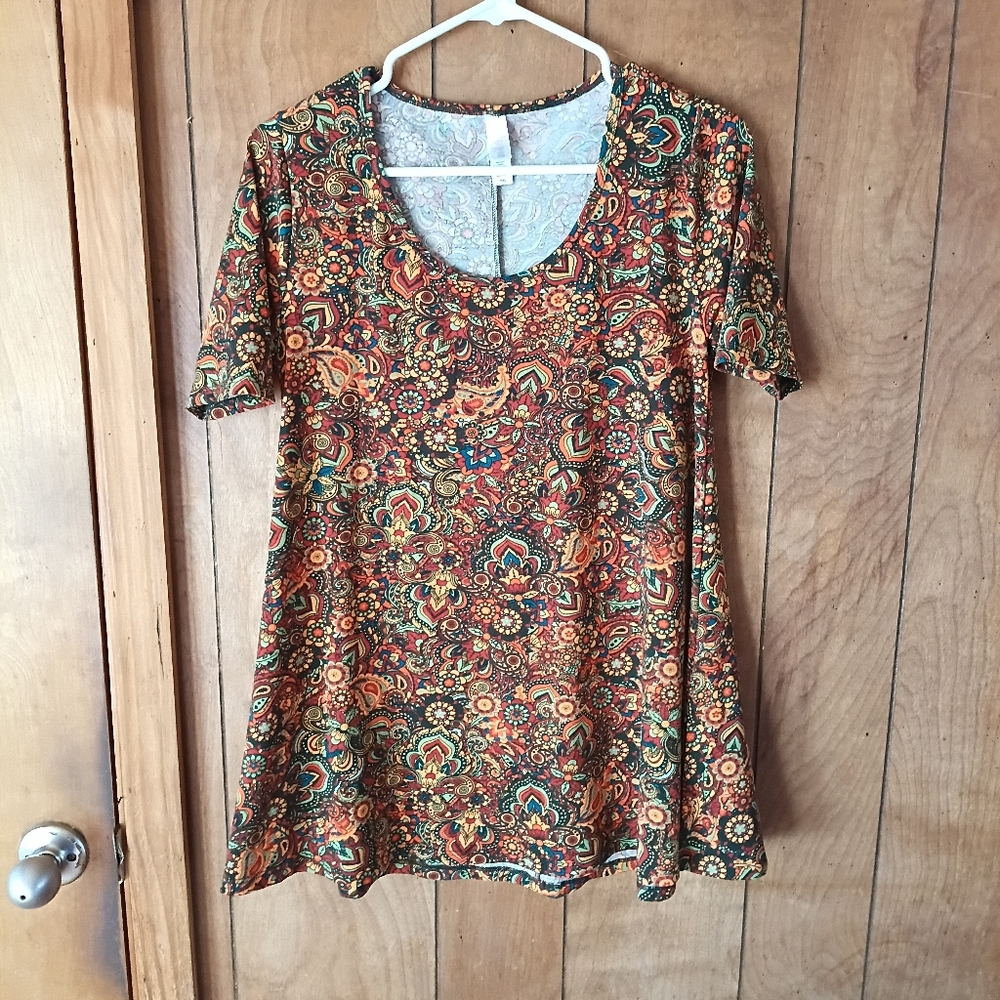 LuLaRoe Womens XXS Paisley Boho Print Classic Tee Short Sleeve Stretch Top